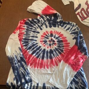 Polo red white and blue tie dye pull over